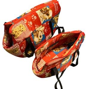 2 Red fabric Pet Carrier with Dog Print Great for your SMALL fur baby ❤️❤️